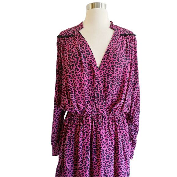 ZADIG & VOLTAIRE Reveal Leopard Print Dress Hot Pink Black MSRP $398 Large NWT - Picture 8 of 12